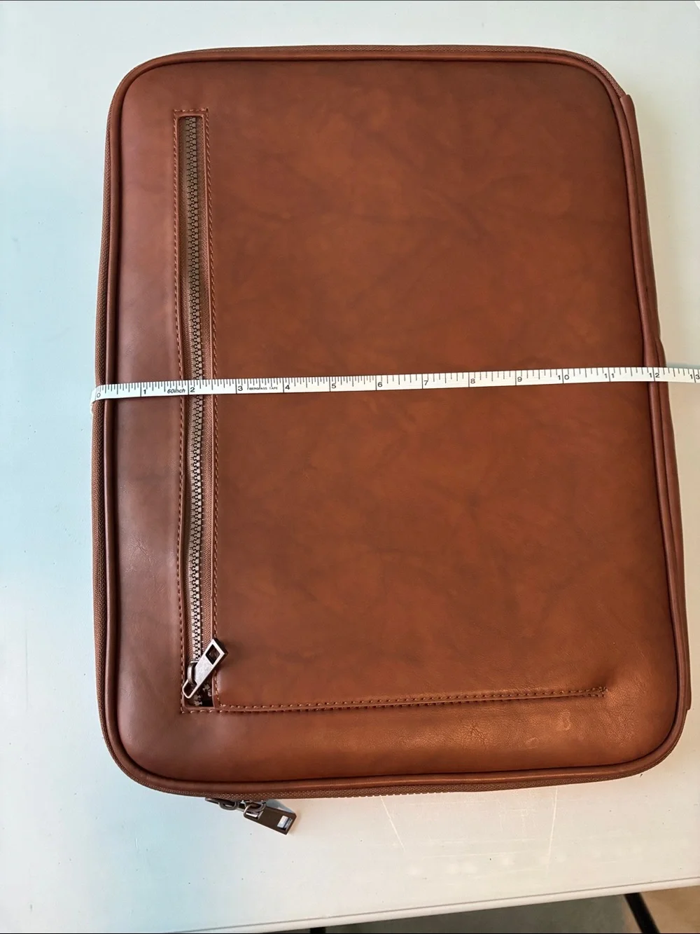 Brown Laptop Zipper Sleeve with Front Zipper Pocket 16”x12” Men or Women’s